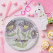 Elegant Paarse Floral Papieren Bordje (Feest)