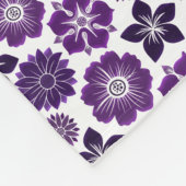Elegant Paarse Floral Pattern Fleece Deken (Hoek)