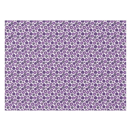 Elegant Paarse Floral Pattern Tafelkleed (Voorkant (Horizontaal))