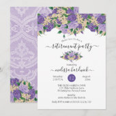 Elegant Paarse Floral | Pensioenpartij bij de Lace Kaart (Voorkant / Achterkant)