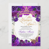 Elegant Paarse Floral Quinceanera Birthday Kaart (Voorkant)