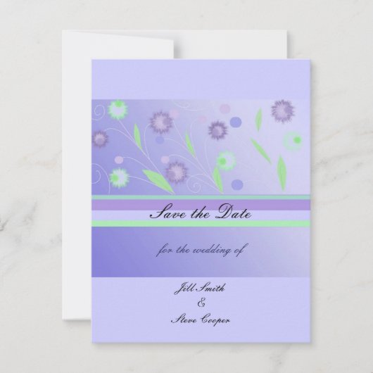 Elegant Paarse Floral sla de datum op Save The Date (Voorkant)