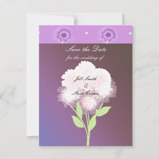 Elegant Paarse Floral sla de datum op Save The Date (Voorkant)