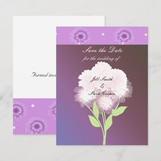 Elegant Paarse Floral sla de datum op Save The Date (Voorkant / Achterkant)