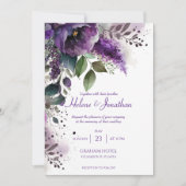 Elegant Paarse Floral Waterverf Boho Wedding Kaart (Voorkant)