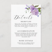 Elegant Paarse Floral Wedding Informatiekaartje (Voorkant)