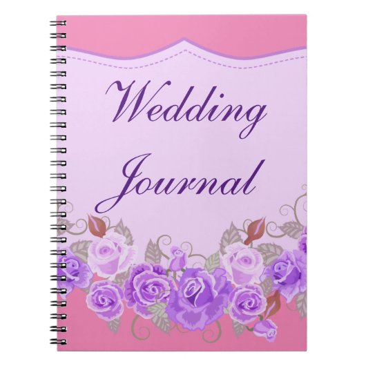 Elegant Paarse Floral Wedding Journal Notitieboek (Voorkant)
