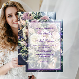 Elegant Paarse Floral Wedding Kaart