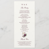 Elegant Paarse Floral Wedding Programmakaart (Achterkant)
