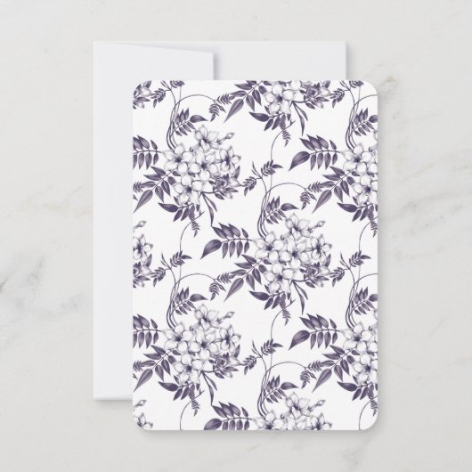 Elegant Paarse Floral Wedding RSVP Kaartje (Achterkant)