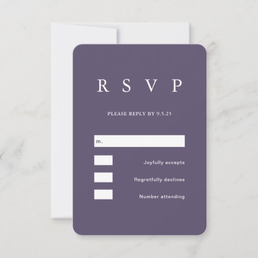 Elegant Paarse Floral Wedding RSVP Kaartje (Voorkant)