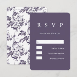 Elegant Paarse Floral Wedding RSVP Kaartje