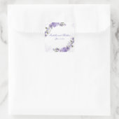 Elegant Paarse Floral Wedding Vierkante Sticker (Tas)
