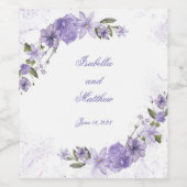 Elegant Paarse Floral Wedding Wijn Etiket (Enkel label)