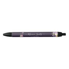 Elegant paarse florbusiness zwarte inkt pen