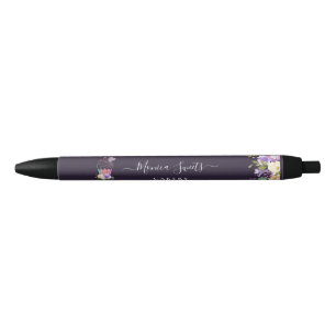 Elegant paarse florbusiness zwarte inkt pen