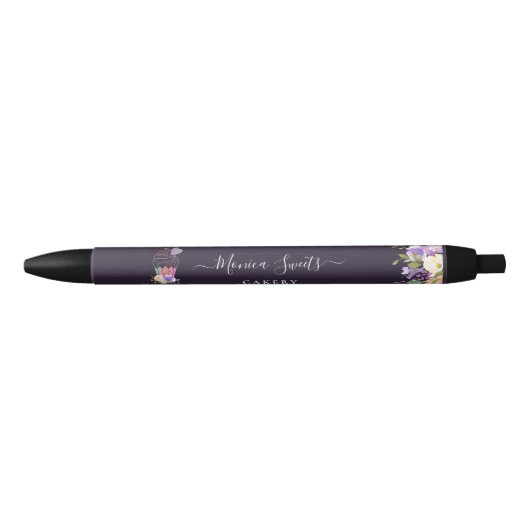 Elegant paarse florbusiness zwarte inkt pen (Voorkant)
