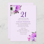 Elegant Paarse Flower 21st Birthday Invite Kaart<br><div class="desc">Elegant Paars Flower 21st Birthday Invite Beauful elegant rustic bloemen for your ,  rustic or elegant 21st Birthday Party Invitation Matching collectie,  gelieve hieronder te zien of ons store Design met dank aan www.createthecut.com</div>