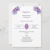 Elegant Paarse Flower Gepersonaliseerd Baby shower