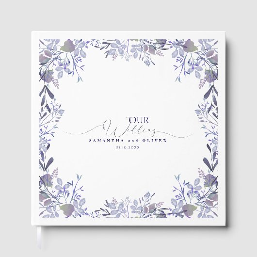 Elegant Paarse Flower Wedding Guest Book Gastenboek (Voorkant)