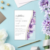 Elegant Paarse Foliage Islamitische Moslim Bruilof Acryl Uitnodigingen (Insitu (Huwelijk))