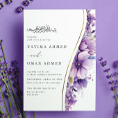 Elegant Paarse Foliage Islamitische Moslim Bruilof Kaart