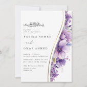 Elegant Paarse Foliage Islamitische Moslim Bruilof Kaart (Voorkant)