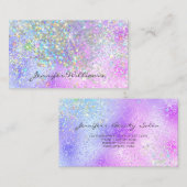 Elegant Paarse Folie Holografisch Glitter Modern Visitekaartje (Voorkant / Achterkant)