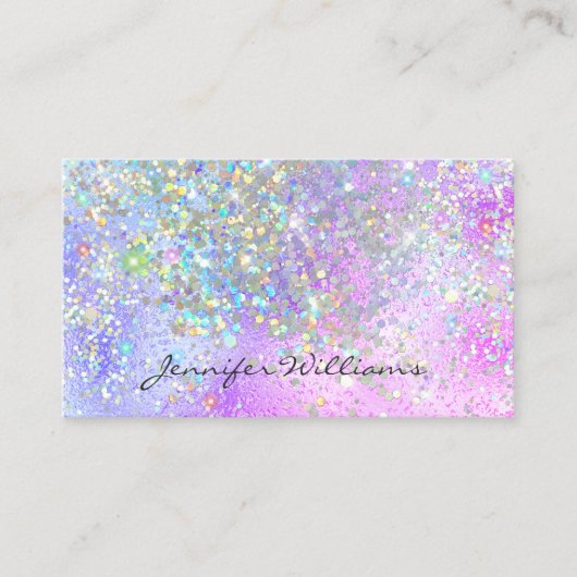 Elegant Paarse Folie Holografisch Glitter Modern Visitekaartje (Voorkant)