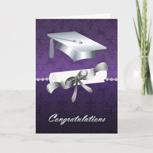 Elegant Paarse Folie zoals het Afstuderen van Dama Kaart (Voorkant)