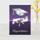 Elegant Paarse Folie zoals het Afstuderen van Dama Kaart (Gele Bloem)