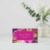 Elegant Paarse Fuchsia Gold Floral Wedding Planner Visitekaartje (Staand voorkant)