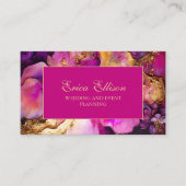 Elegant Paarse Fuchsia Gold Floral Wedding Planner Visitekaartje (Voorkant)