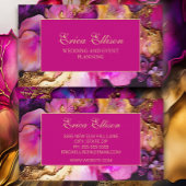 Elegant Paarse Fuchsia Gold Floral Wedding Planner Visitekaartje