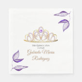 Elegant Paarse gebladerte en Tiara Quinceañera Servet (Voorkant)