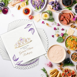 Elegant Paarse gebladerte en Tiara Quinceañera Servet