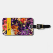 Elegant paarse geel bloemmotief bagagelabel (Voorkant horizontaal)