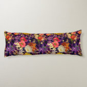 Elegant paarse geel bloemmotief lichaamskussen (Achterkant)
