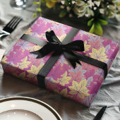 Elegant Paarse Gele Herfst Herfstbladeren Patroon Cadeaupapier