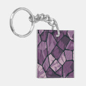 Elegant Paarse geometrisch Glas in lood ontwerp Sleutelhanger (Voorkant Links)