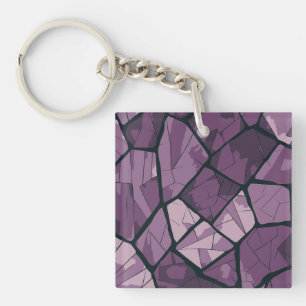 Elegant Paarse geometrisch Glas in lood ontwerp Sleutelhanger