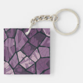 Elegant Paarse geometrisch Glas in lood ontwerp Sleutelhanger (Achterkant)