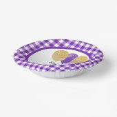 Elegant Paarse Gingham & Ballonnen 1e Verjaardag Papieren Kommen (Gebogen)