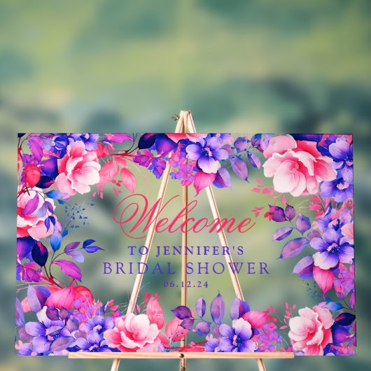 Elegant Paarse Glam Bloemen Vrijgezellenfeest Welk Acryl Bord (Neutraal)