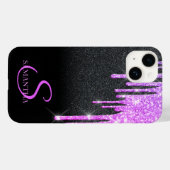 Elegant Paarse glitter-schijven zwart glitter Case-Mate iPhone Case (Achterkant (horizontaal))