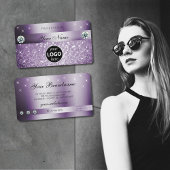 Elegant Paarse glitter Sparkelende Stars met Logo Visitekaartje
