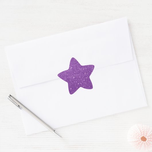 Elegant Paarse Glitter Star Sticker (Envelop)