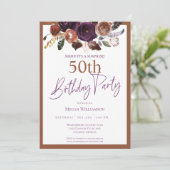 Elegant Paarse Gold Surprise 50ste verjaardagsfees Kaart (Staand voorkant)
