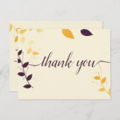 Elegant Paarse Golden Leaves Dank u Briefkaart (Voorkant / Achterkant)