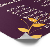 Elegant Paarse Golden Leaves Order of Events P Poster (Hoek)